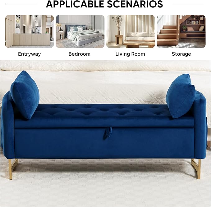 48" End of Bed Bench, Modern Storage Benches - Image 4