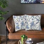 Chinoiserie Blue and White Pillow Covers 18x18 Set of 2, Bird and Flowers Throw - Image 8