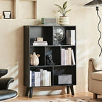 LEYAOYAO 7 Cube Black Bookshelf, 3 Tier Modern Bookcase - Image 9