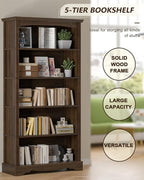 TVU 5-Tier Wooden Bookshelf, 31.5" W x 65" H ×9.9" D Bookshelf - Image 4