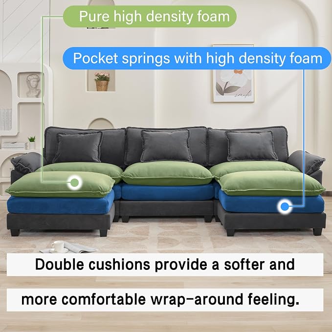 Oprisen 120" Modular Sectional Sofa, Comfy Cloud Couch Sectional Sofa - Image 3