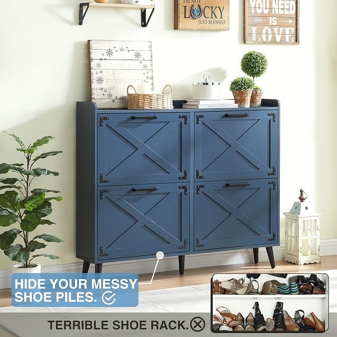 Barnyatoh Shoe Storage Cabinet, Farmhouse Shoe Organizer - Image 3