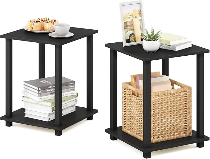 Furinno SIMPLISTIC Side Table Set of 2, 2-Tier Square Modern End Table by Furinno-FitsYourSpaceFitsYourBudget