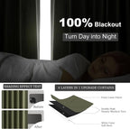 Olive Green Curtains 120 Inch Long 2 Panels Set - Image 6