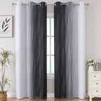 Black and Greyish White Ombre Blackout Curtains - Image 2