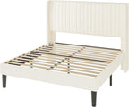 Allewie Queen Size Velvet Bed Frame/Vertical Channel Tufted Wingback - Image 9