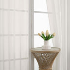 Ivory Sheer Curtains 84 Inches Long 2 Panels Set, Light Filtering Sheer Curtains - Image 3