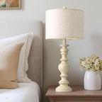BOBOMOMO 27" Antique White Table Lamps Set of 2, Large Vintage Resin Lamps - Image 7