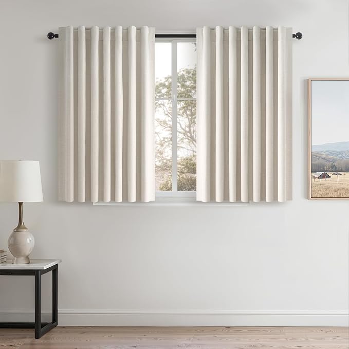 Topfinel 45 Inches Long Linen Blackout Curtains Tiers by Topfinel