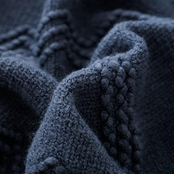BOURINA Navy Throw Blanket 50x60 Inches Throw Textured Solid Soft Sofa Throw - Image 7