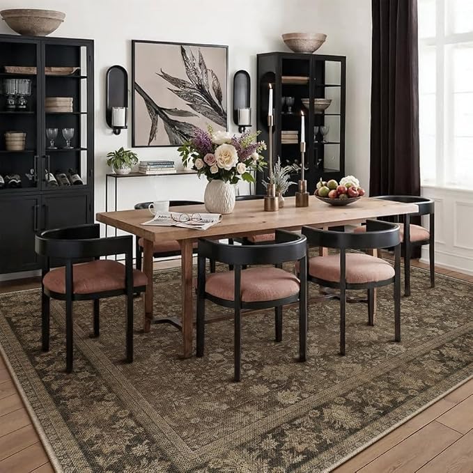 6x9 Brown Linen Look Washable Area Rug - Image 3