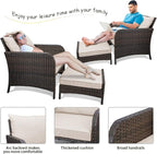 LEVELEVE Balcony Furniture 5 Piece Patio Conversation Set, PE Wicker Rattan - Image 6