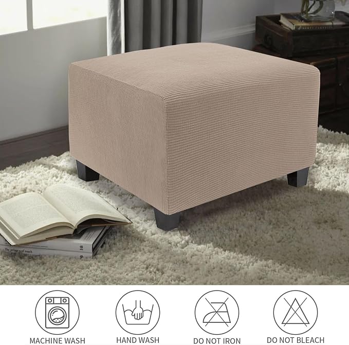 NeColorLife Stretch Ottoman Cover Square Oversized Soft Knitted Jacquard Thick - Image 6