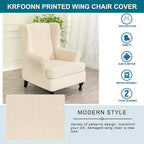 KRFOONN Stretch Wing Chair Slipcovers Jacquard 2 Piece Wingback Chair Covers - Image 6