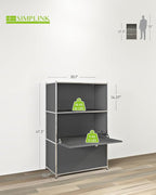 Metal Shelf with 2 Flap Doors, Large Capacity Cabinet, DIY Modern Home - Image 3