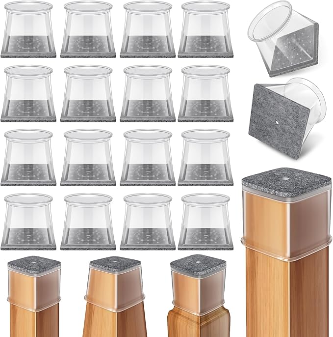Ansible 24 Pcs Chair Leg Floor Protectors Square, Silicone Felt Furniture Leg by Ansible