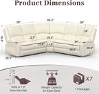 Yolsali Manual Reclining Sectional Sofa Set, 5 Seats Soft Leather Recliner - Image 2