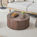 Round Coffee Table, 23.6" Modern Wood Drum Coffee Table, Round Accent Center by BAOPIN