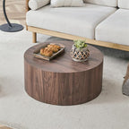 Round Coffee Table, 23.6" Modern Wood Drum Coffee Table, Round Accent Center by BAOPIN