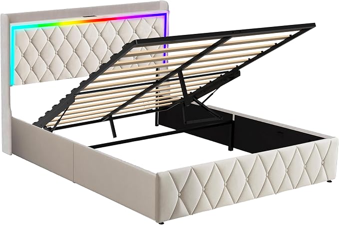 Modern Multi-Color LED Light Full Bed Frame - Image 9