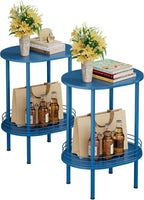 DGSANDGO Blue Side Table Set of 2, Side Tables Living Room, 2-Tier Nightstand by DGSANDGPuttheCustomerFirst