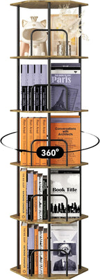 SUNMORY 5 Tier Rotating Bookshelf Tower, Revolving 360 ° Spinning Bookcase - Image 9