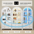 Arched Curio Cabinet with Glass Doors, 4-Tier Display Cabinet with 2 Drawers - Image 4