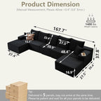 167.7" Sectional Cloud Couch for Living Room, Modular Floor Deep-Seat Sofa - Image 2