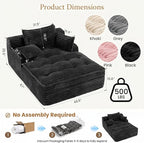 Boneless Chaise Lounge Couch Indoor, Oversized Corduroy Upholstered Sofa Bed - Image 2
