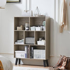 LEYAOYAO Cube Bookshelf 3 Tier Mid-Century Retro Grey Modern Bookcase - Image 7