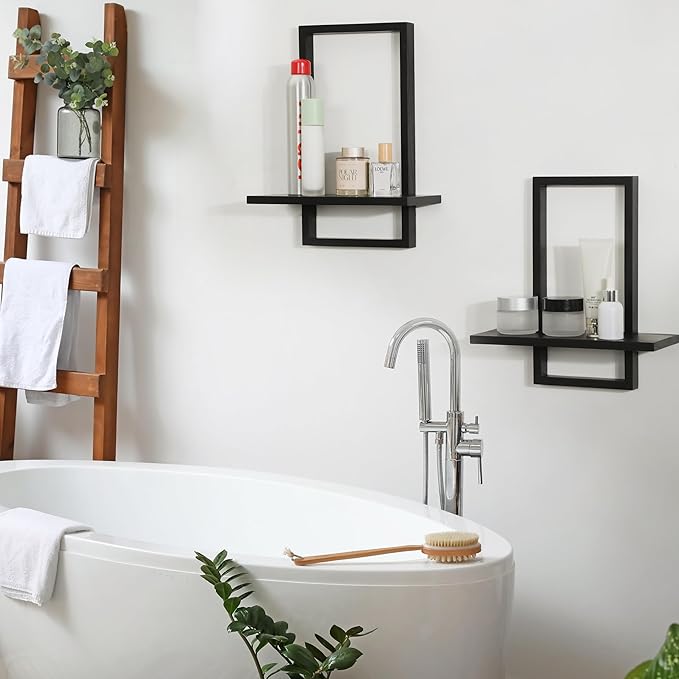 PHOENANCEE Square Floating Shelves, Wall Plants Holder, Bathroom Wall Decor - Image 5