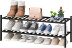 viewcare Black Shoe Rack, 2-Tier Long Shoe Rack by VIEWCARE