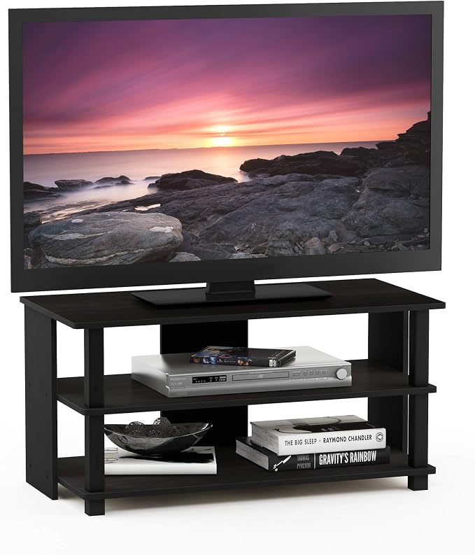 Furinno Sully 3-Tier Stand for TV up to 40, Espresso/Black by Furinno-FitsYourSpaceFitsYourBudget