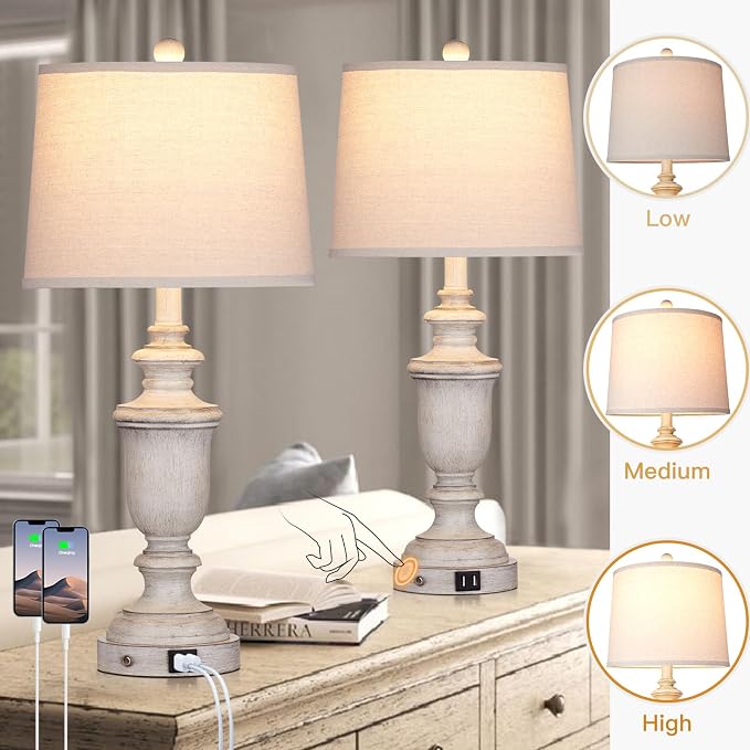 Cinkeda Farmhouse Table Lamps Set of 2 - Image 2