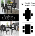 NAFORT Dining Table Set for 4, 48.5" Rectangle Tempered Glass Kitchen Room Table - Image 4