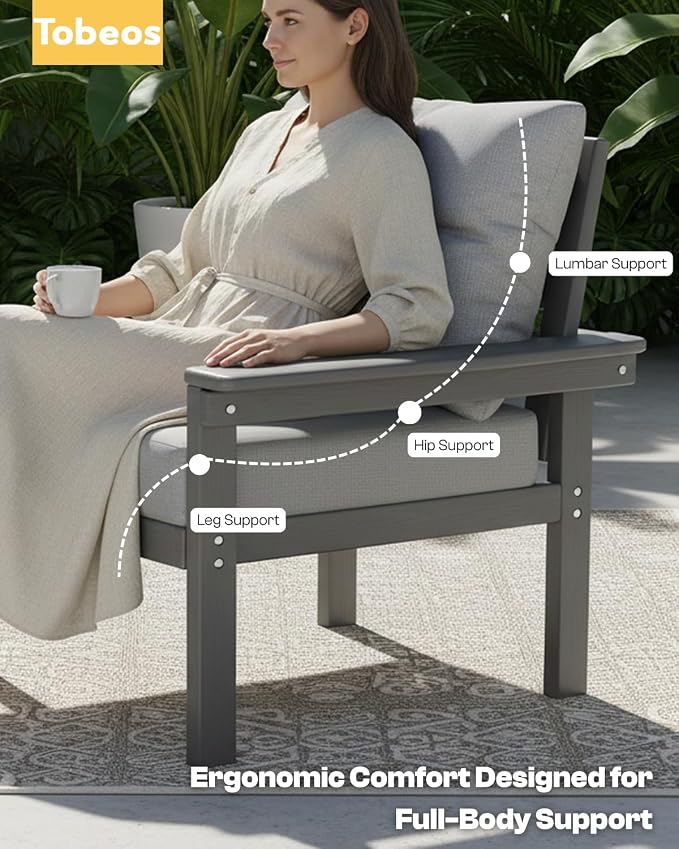 HDPE 7 Piece Patio Furniture Set, All-Weather Outdoor Couch Set - Image 3