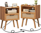 Lerliuo Rattan Nightstands Set of 2 by Lerliuo