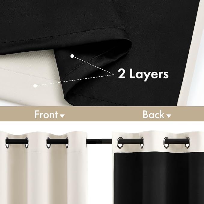 MIULEE Cream 100% Blackout Short Curtains - Image 3