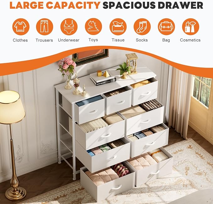 Sweetcrispy 9-Drawer Fabric Dresser Storage Tower - Image 7