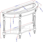 PADMA HOUSE Traditional Solid Wood Semi-Circle Sofa Table - Image 2