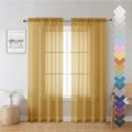 Gold Sheer Curtains 72 Inch Length 2 Panels, Light Filtering Voile Window Drapes by Lecloud