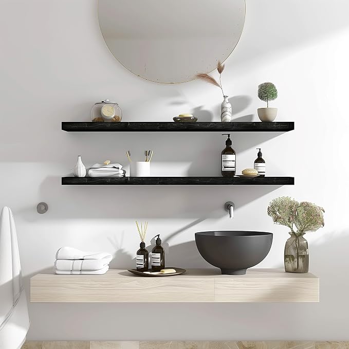 YYWUOJJ Wood Floating Shelves for Wall Decor, Rustic Wall Shelves for Bedroom - Image 2