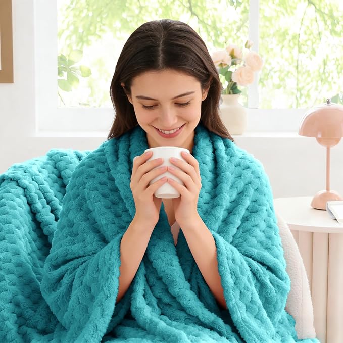 BEDELITE Teal Twin Blanket for Couch, Soft Cozy Gifts for Women, 60 * 80 | 3D - Image 4