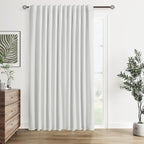 100% Blackout Extra Wide 100 Inch Linen Patio Silding Door Curtains 84 Inches by Guken