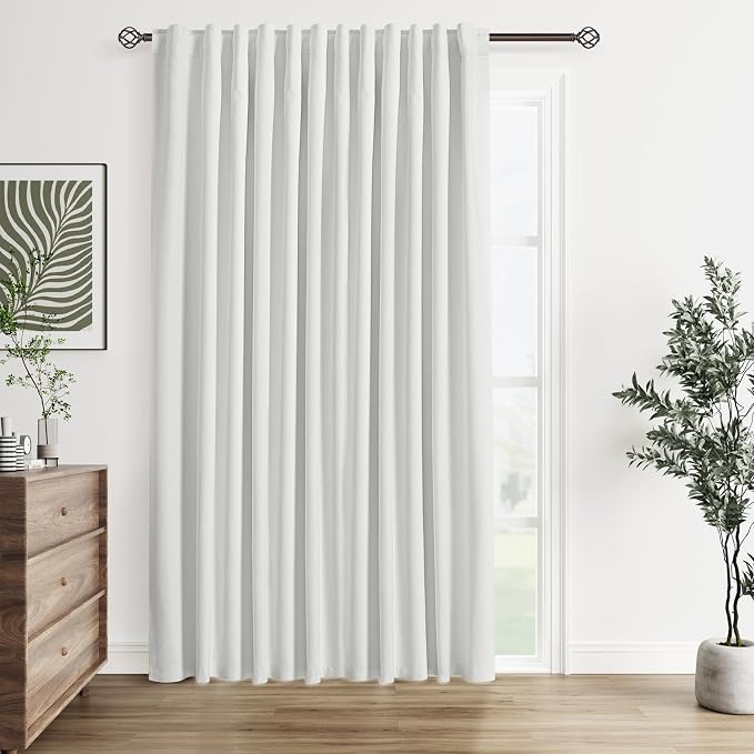 100% Blackout Extra Wide 100 Inch Linen Patio Silding Door Curtains 84 Inches by Guken