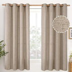 YoungsTex Oatmeal Linen Semi Sheer Curtains 63 lnch Length, Tan Drapes | by YoungsTex