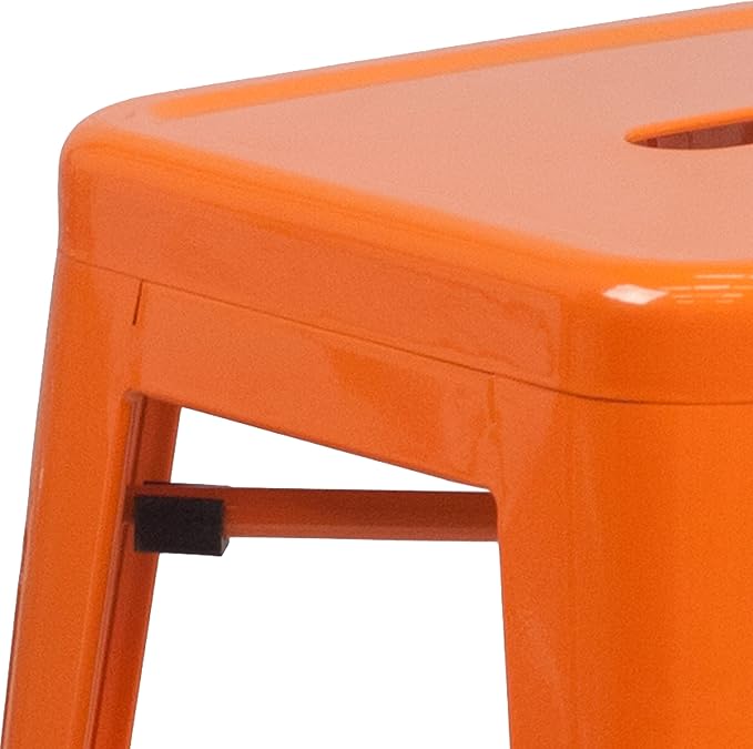 Flash Furniture Kai Commercial Grade 24" High Backless Orange Metal - Image 7