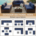 KIGOTY 7-Piece Patio Furniture Set, All-Weather PE Rattan Outdoor Sectional Sofa - Image 4