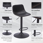 Adjustable Bar Stools Set of 2, Mid Century Modern Swivel Bar Stools, - Image 6