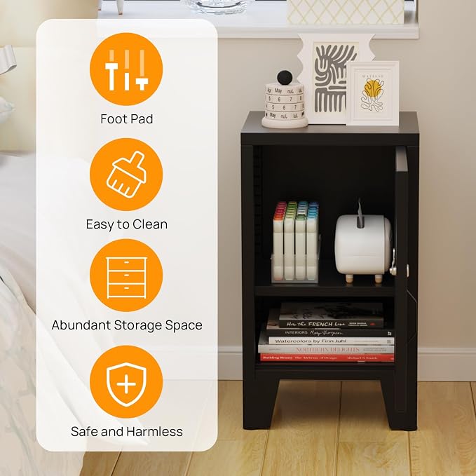 ALBAD Metal Nightstand with Lockable Cabinet, Compact Mini Locker Bedside Table - Image 4